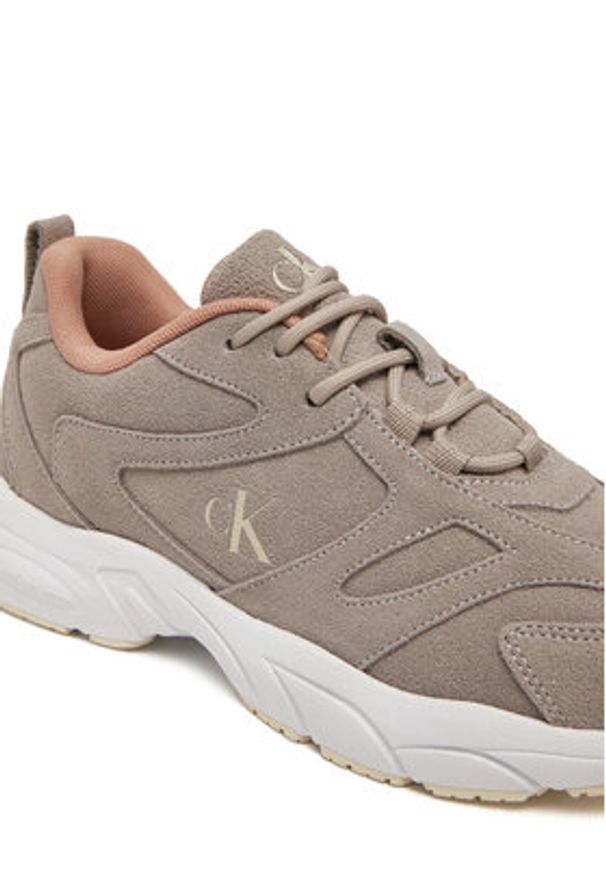 Calvin Klein Jeans Sneakersy Retro Tennis Low Mg Mix Media Wn YW0YW01639 Beżowy. Kolor: beżowy. Materiał: zamsz, skóra