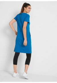 Sukienka shirtowa + legginsy (2 części), bawełna organiczna bonprix niebieski morski - czarny. Kolor: niebieski. Materiał: bawełna. Styl: sportowy #5