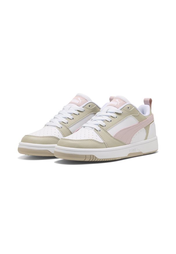 Puma - Młodzieżowe sneakersy Rebound V6 Lo PUMA White Mauve Mist Desert Dust Pink Beige. Kolor: różowy, biały, wielokolorowy, beżowy. Sport: turystyka piesza