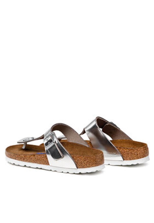 Birkenstock Japonki Gizeh Bs 1003675 Srebrny. Kolor: srebrny. Materiał: skóra