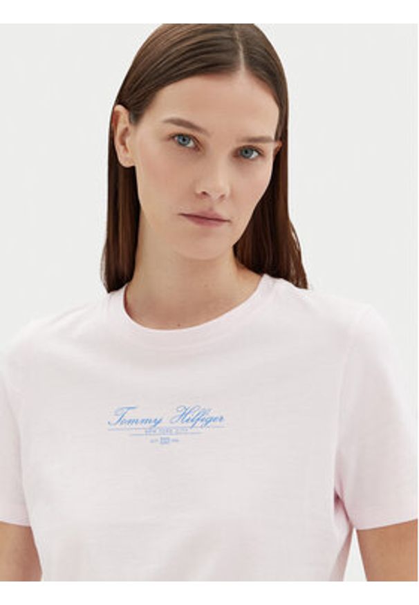 TOMMY HILFIGER - Tommy Hilfiger T-Shirt WW0WW45428 Różowy Regular Fit. Kolor: różowy. Materiał: bawełna