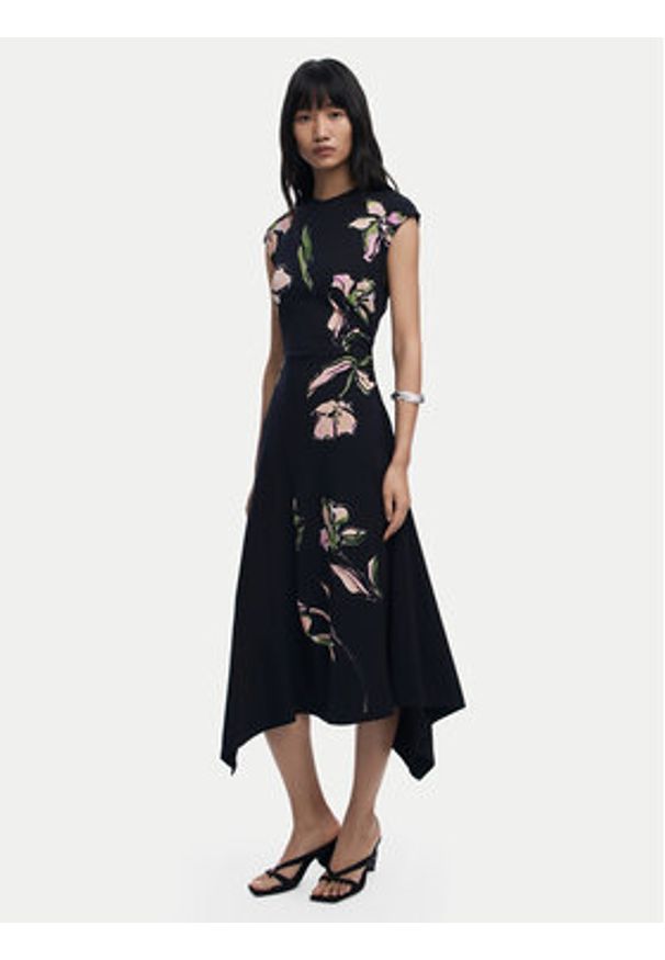 Desigual Sukienka codzienna Katrina 25WWVK12 Czarny Slim Fit. Okazja: na co dzień. Kolor: czarny. Materiał: bawełna. Typ sukienki: proste. Styl: casual