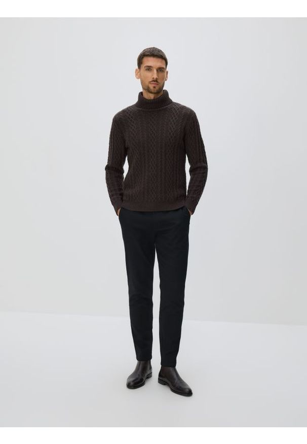 Reserved - Bawełniane spodnie slim fit - czarny. Kolor: czarny. Materiał: bawełna