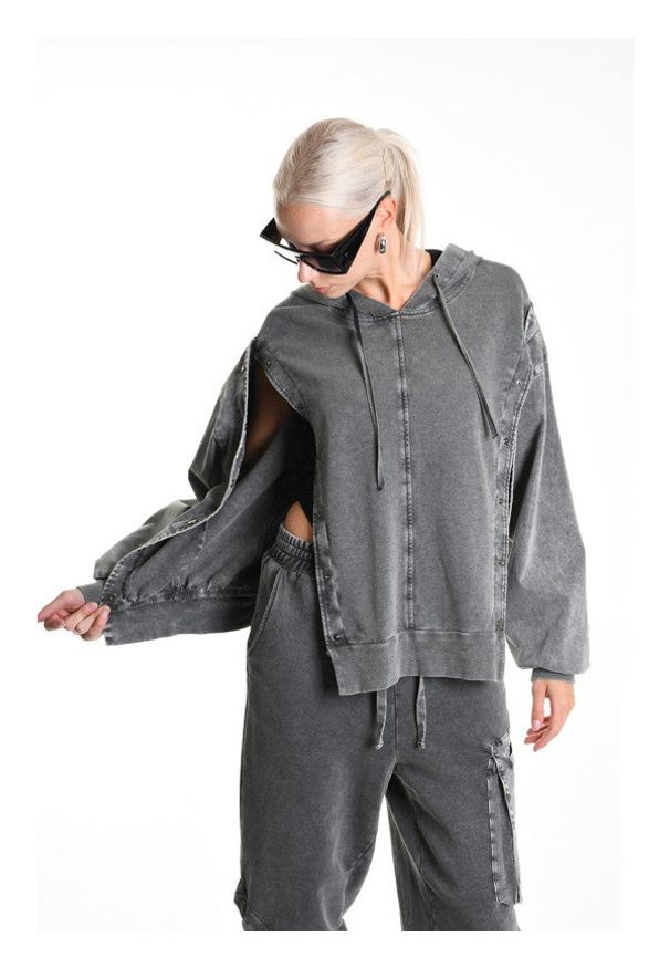 La Haine Inside Us Bluza Unisex | P25083BM1045 | Mężczyzna | Szary. Okazja: na spacer. Typ kołnierza: kaptur. Kolor: szary. Materiał: bawełna, elastan. Długość: długie