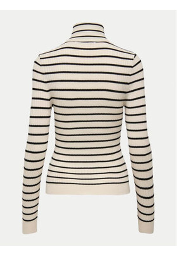 only - ONLY Golf Karol 15165075 Beżowy Slim Fit. Typ kołnierza: golf. Kolor: beżowy. Materiał: wiskoza