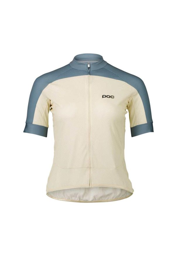Koszulka rowerowa damska POC Essential Road Logo Jersey. Kolor: wielokolorowy, beżowy, niebieski. Materiał: jersey