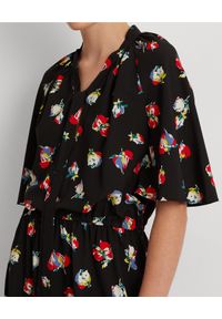 Lauren Ralph Lauren - LAUREN BY RALPH LAUREN - Sukienka midi we wzór w kwiaty. Kolor: czarny. Materiał: tkanina. Długość rękawa: krótki rękaw. Wzór: kwiaty. Długość: midi