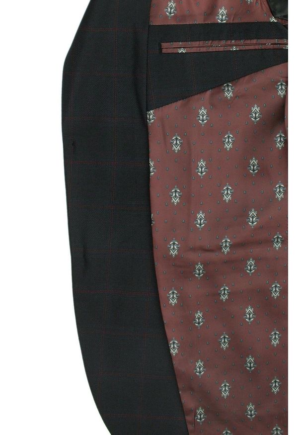 Rigon - Marynarka w Kratkę, Lekko Taliowana na Dwa Guziki - RIGON - Czarna. Kolor: czarny. Materiał: elastan, wiskoza, poliester. Wzór: kratka. Styl: elegancki