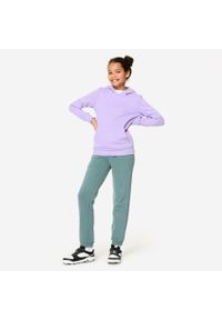 DOMYOS - Bluza dziecięca z kapturem Domyos. Typ kołnierza: kaptur. Kolekcja: plus size. Kolor: fioletowy. Materiał: materiał, bawełna