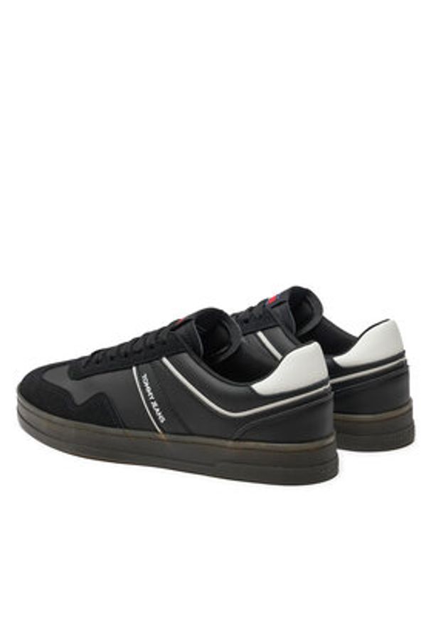 Tommy Jeans Sneakersy Leather Retro Cupsole EM0EM01414 Czarny. Kolor: czarny. Materiał: skóra