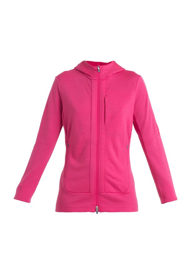 Icebreaker - Bluza trekkingowa damska icebreaker Quantum III Zip Hood. Kolor: różowy. Styl: sportowy. Sport: turystyka piesza