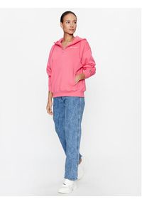 Champion Bluza Hooded Half Zip Sweatshirt 116581 Różowy Oversize. Kolor: różowy. Materiał: bawełna, syntetyk