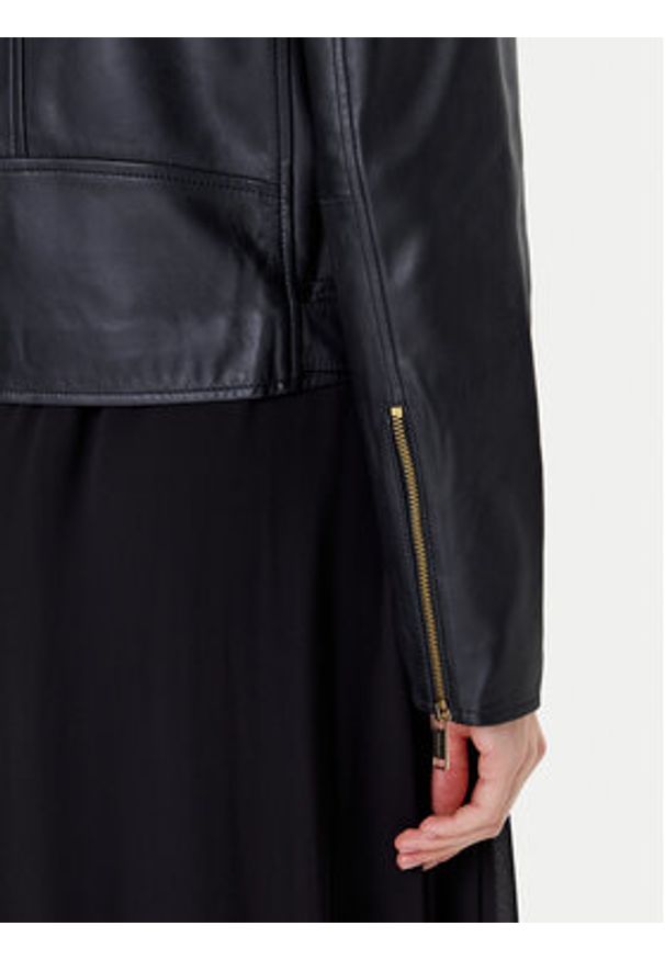 MICHAEL Michael Kors Kurtka skórzana MT520IE8RK Czarny Regular Fit. Kolor: czarny. Materiał: skóra