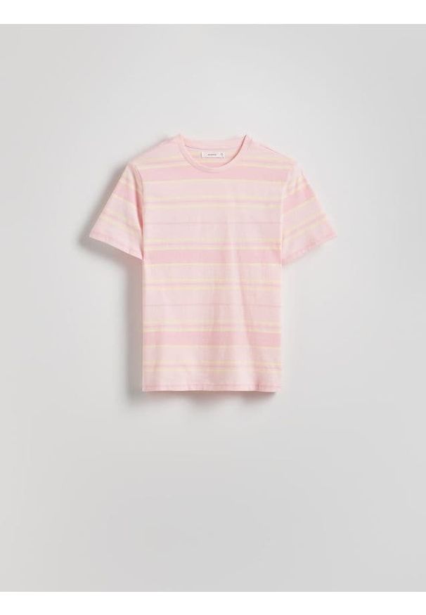 Reserved - T-shirt w paski - różowy. Kolor: różowy. Materiał: bawełna. Wzór: paski