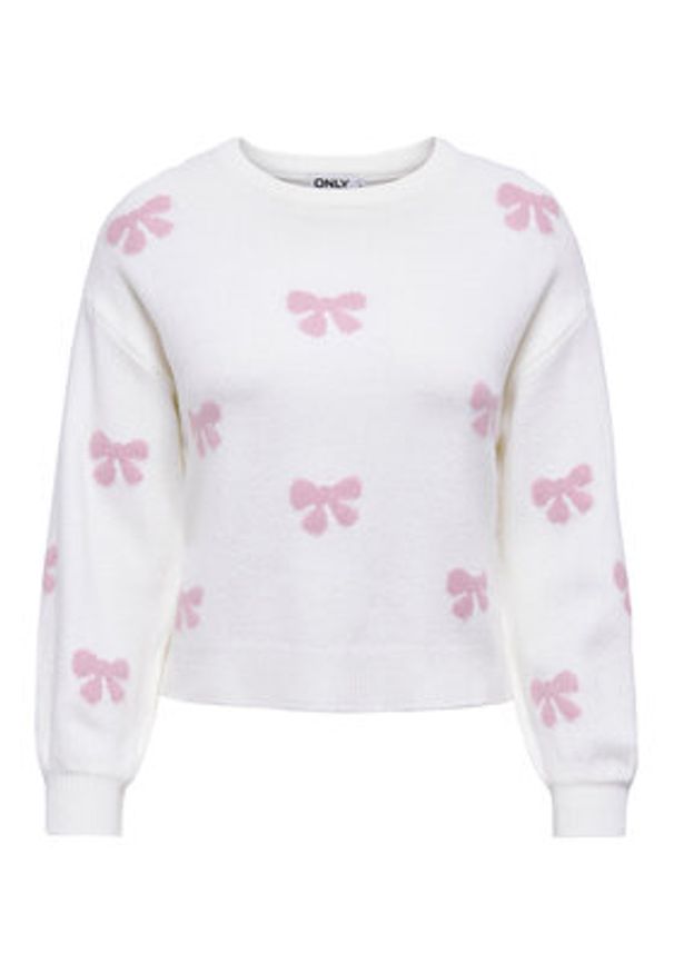 only - ONLY Sweter Bora 15360712 Biały Regular Fit. Kolor: biały. Materiał: syntetyk