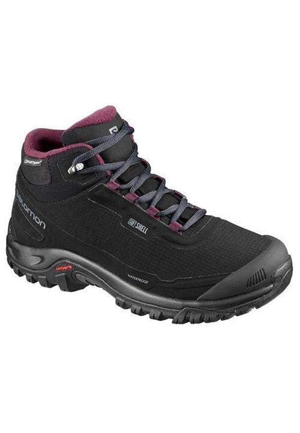 salomon - Buty trekkingowe damskie Salomon Shelter CS WP. Zapięcie: sznurówki. Kolor: czarny. Materiał: guma, syntetyk, tkanina, materiał. Szerokość cholewki: normalna. Styl: sportowy