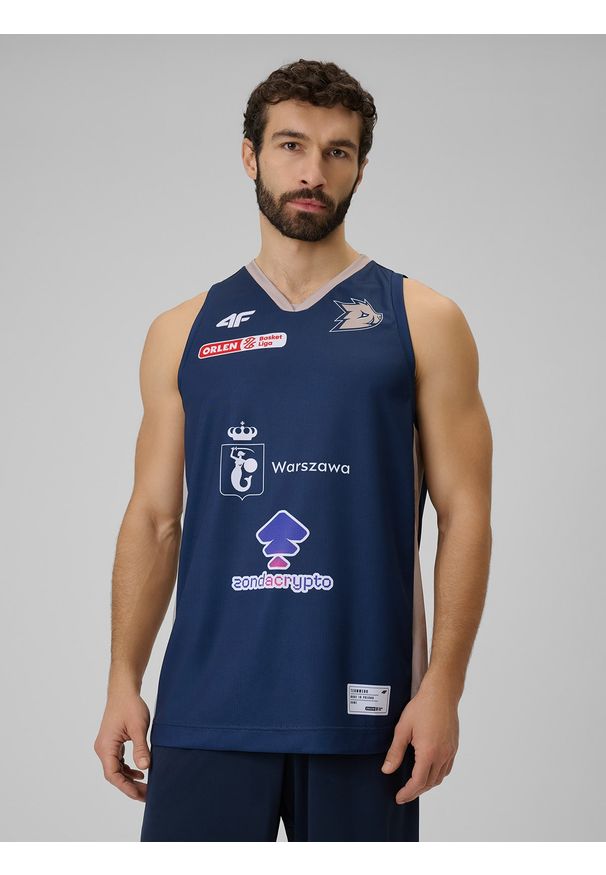 4f - 4F Koszulka meczowa replika wyjazdowa z sezonu 2025/26 męska 4F x Dziki Warszawa - granatowa XS. Kolor: niebieski. Materiał: materiał. Wzór: nadruk