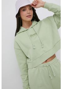 Ellesse bluza bawełniana damska kolor zielony z kapturem z aplikacją. Typ kołnierza: kaptur. Kolor: zielony. Materiał: bawełna. Długość rękawa: długi rękaw. Długość: długie. Wzór: aplikacja #6