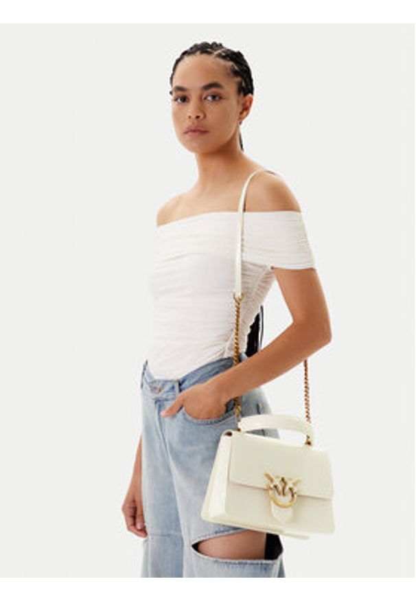 Pinko - PINKO Torebka Love One Top Handle Classic Light PE 25 PLTT 100066 A1UV Biały. Kolor: biały. Materiał: skórzane