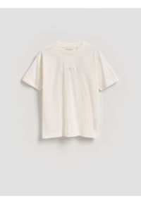 Reserved - Bawełniany t-shirt - złamana biel. Materiał: bawełna #1