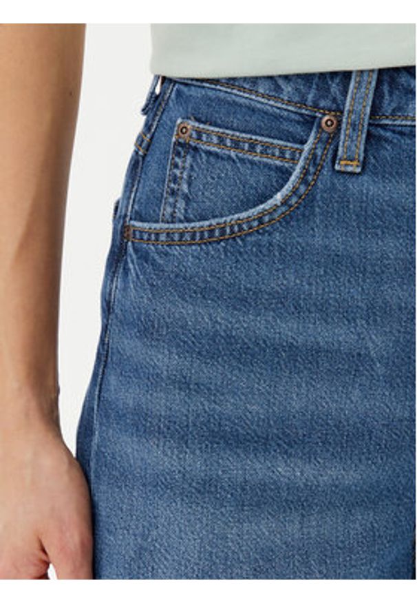 Lee Szorty jeansowe Stella 112364098 Granatowy Wide Leg. Kolor: niebieski. Materiał: bawełna