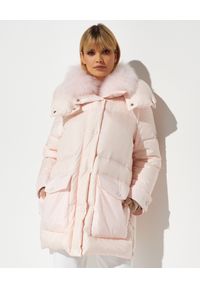 YVES SALOMON PARIS - Różowa kurtka puchowa. Kolor: wielokolorowy, fioletowy, różowy. Materiał: puch. Długość rękawa: długi rękaw. Długość: długie