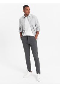Ombre Clothing - Dzianinowe spodnie męskie z gumką w pasie - ciemnoszare V2 - Rozmiar: XL. Kolor: szary. Materiał: dzianina