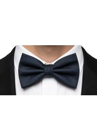 Męska Mucha w Komplecie z Poszetką - Chattier - Granatowa, Faktura Tkaniny. Kolor: niebieski. Materiał: tkanina. Styl: sportowy, elegancki #3