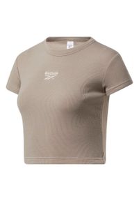 Koszulka sportowa damska Reebok Ribbed. Kolor: brązowy, beżowy. Materiał: elastan, bawełna