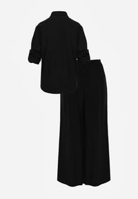 Renee - Czarny Boho Komplet z Bawełną Koszula i Spodnie z Ażurowymi Zdobieniami Runesa. Kolor: czarny. Materiał: bawełna. Wzór: ażurowy, aplikacja #8