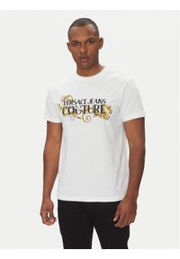 Versace Jeans Couture T-Shirt 78GAHC05 Biały Regular Fit. Kolor: biały. Materiał: bawełna