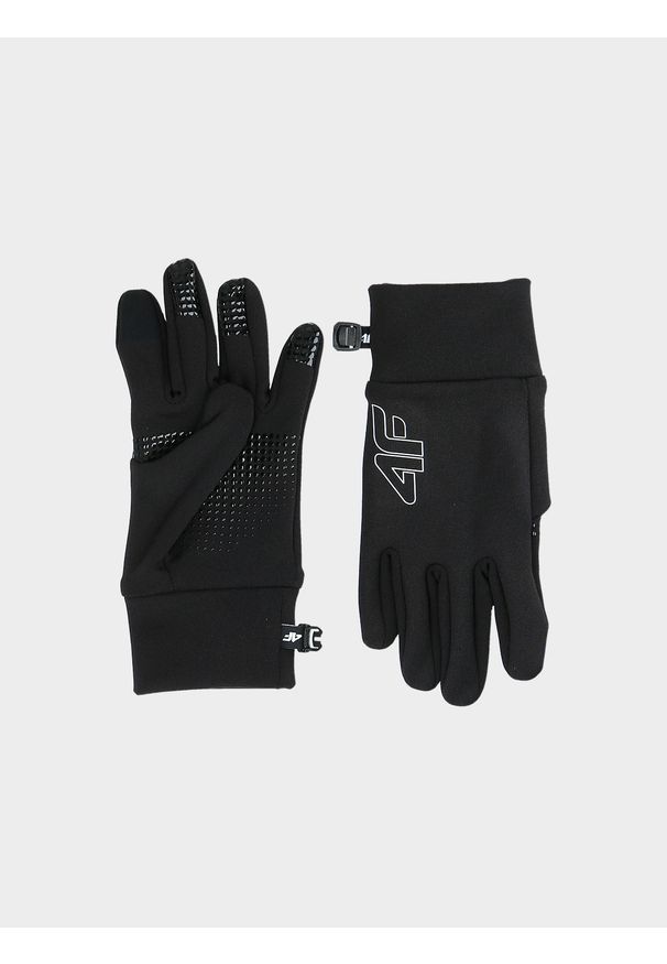 4f - 4F Rękawiczki dzianinowe Touch Screen dziecięce - czarne L/XL. Kolor: czarny. Materiał: dzianina. Wzór: jednolity. Sezon: jesień, zima. Styl: casual