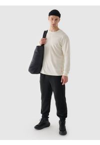 4f - 4F Longsleeve oversize z nadrukiem męski - beżowy M. Okazja: na co dzień. Kolor: beżowy. Materiał: bawełna, jersey, dzianina. Długość rękawa: długi rękaw. Długość: długie. Wzór: nadruk. Styl: sportowy, klasyczny, casual
