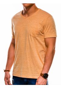 Ombre Clothing - T-shirt męski bez nadruku BASIC - żółty S1045 - L. Kolor: żółty. Materiał: bawełna, poliester, wiskoza #3