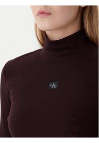 Calvin Klein Jeans Golf LV047D203G Brązowy Slim Fit. Typ kołnierza: golf. Kolor: brązowy. Materiał: bawełna #2