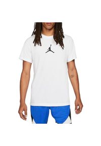 Koszulka sportowa męska Nike Air Jordan Jumpman. Kolor: biały. Materiał: poliester, bawełna. Długość rękawa: krótki rękaw. Długość: krótkie