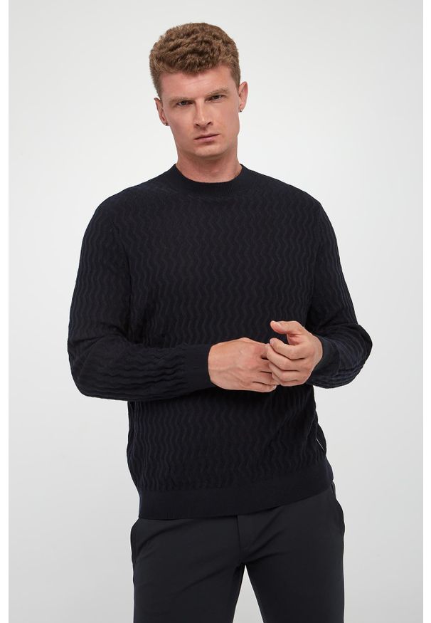 Armani Exchange - Sweter męski z wełny dziewiczej ARMANI EXCHANGE. Materiał: wełna