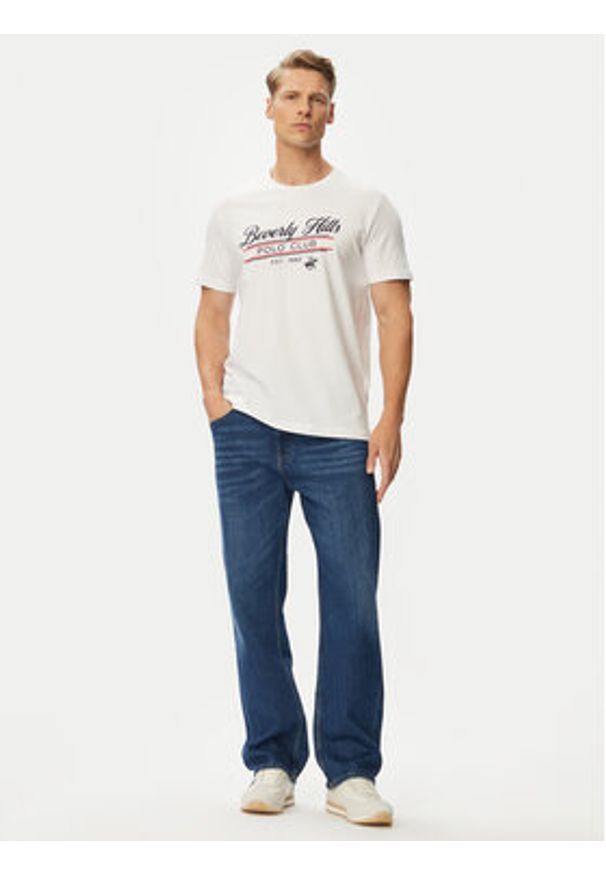 Beverly Hills Polo Club T-Shirt P-SS26M-TS1302 Biały Regular Fit. Typ kołnierza: polo. Kolor: biały. Materiał: bawełna