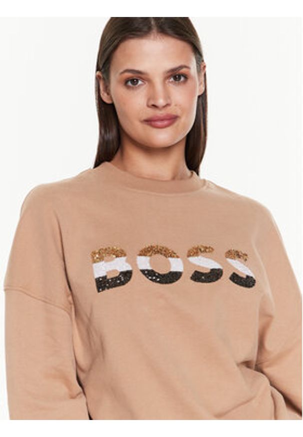 BOSS - Boss Bluza Ecomy 50485251 Brązowy Oversize. Kolor: brązowy. Materiał: bawełna