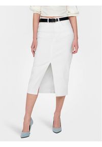 only - ONLY Spódnica jeansowa Siri 15324365 Biały Regular Fit. Kolor: biały. Materiał: bawełna
