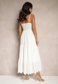 Renee - Biała Haftowana Sukienka z Bawełny na Ramiączkach w Stylu Boho Cyravia. Okazja: na spacer. Typ kołnierza: dekolt w kształcie V. Kolor: biały. Materiał: bawełna. Długość rękawa: na ramiączkach. Wzór: haft. Sezon: lato. Styl: boho #3