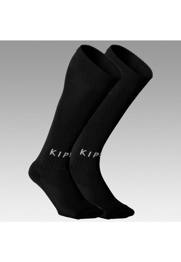 KIPSTA - Skarpety piłkarskie Kipsta Essential Club. Kolor: czarny. Materiał: poliester, poliamid, elastan. Sport: piłka nożna