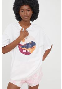 Roxy t-shirt bawełniany kolor biały. Kolor: biały. Materiał: bawełna. Długość rękawa: krótki rękaw. Długość: krótkie. Wzór: gładki