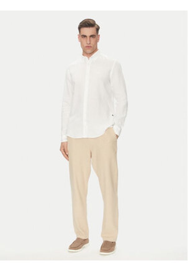 BOSS Koszula H-Roan-Bd-E-C1 50520283 Biały Slim Fit. Kolor: biały. Materiał: len