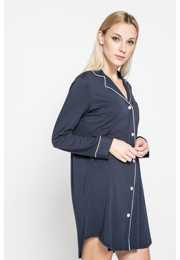 Lauren Ralph Lauren - Koszula nocna. Kolor: niebieski. Materiał: dzianina. Wzór: gładki
