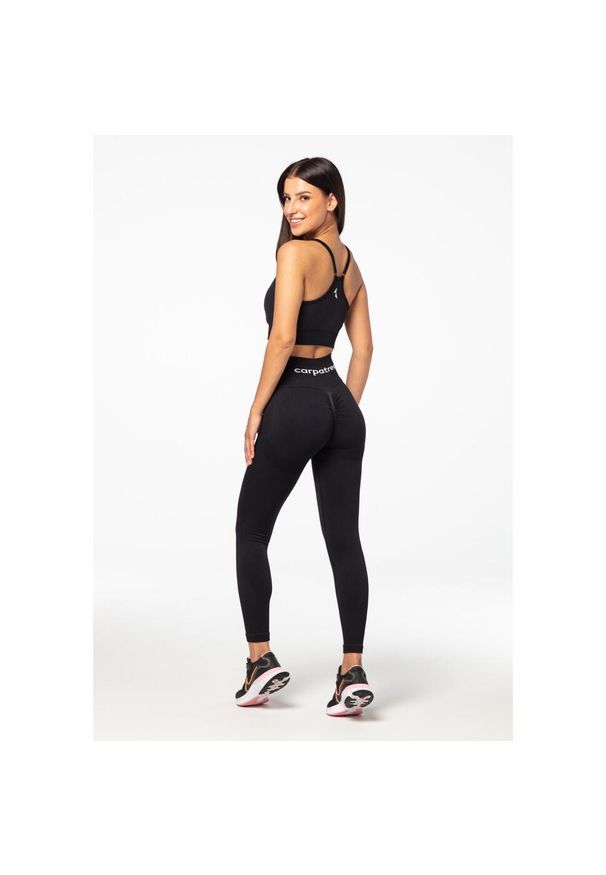 Legginsy bezszwowe Carpatree Allure czarne. Kolor: czarny. Materiał: poliamid, materiał, elastan