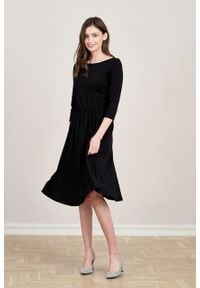 Marie Zélie - Sukienka Limosa czarna mikromodal. Kolor: czarny. Materiał: wiskoza, dzianina, elastan, włókno, skóra. Długość: midi #1