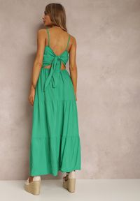 Renee - Zielona Sukienka Egithoe. Kolor: zielony. Długość rękawa: na ramiączkach. Wzór: ażurowy, jednolity, aplikacja. Długość: midi #3