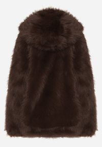 Born2be - Brązowa Kurtka Futerko z Kapturem i Kieszeniami Acantte. Okazja: na co dzień. Typ kołnierza: kaptur. Kolor: brązowy. Materiał: futro. Styl: casual, elegancki #2