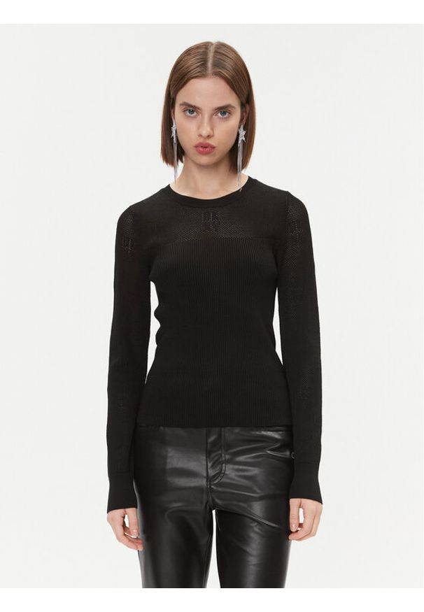 DKNY Sweter P3GSBK42 Czarny Regular Fit. Kolor: czarny. Materiał: wiskoza